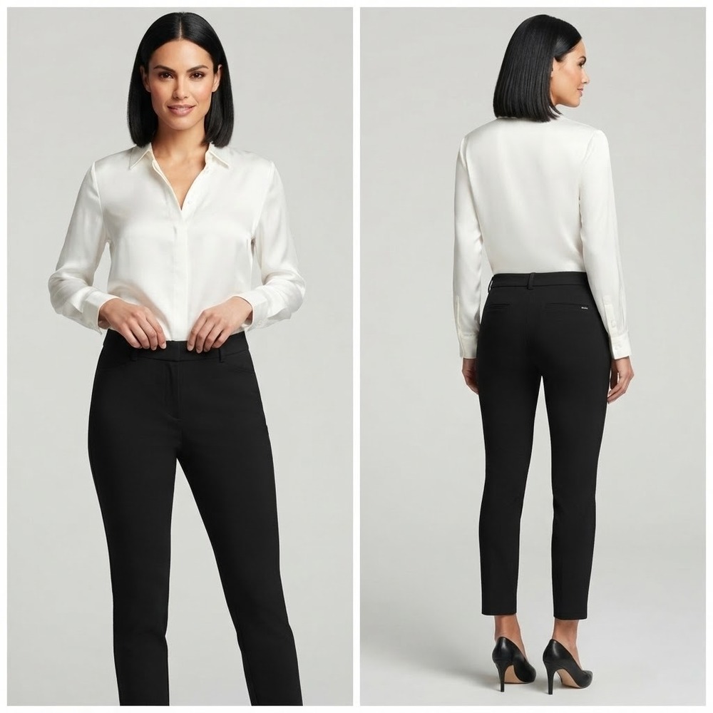 White House Black Market Slim Ankle Pants Black Stretch Trousers 4R 570148602